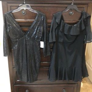 2 for 1 black cocktail dresses. Both size medium. Both with tags, never worn.